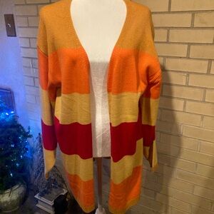 Striped Orange and Red Women's Sweater